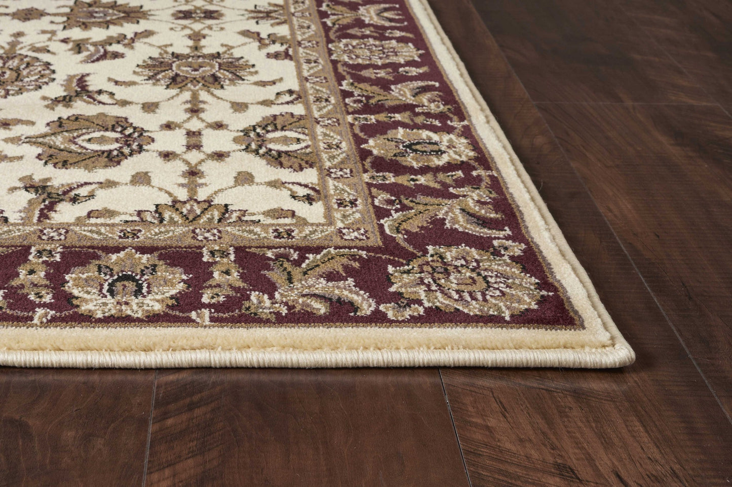 3' X 5' Red Ivory And Brown Floral Medallion Area Rug