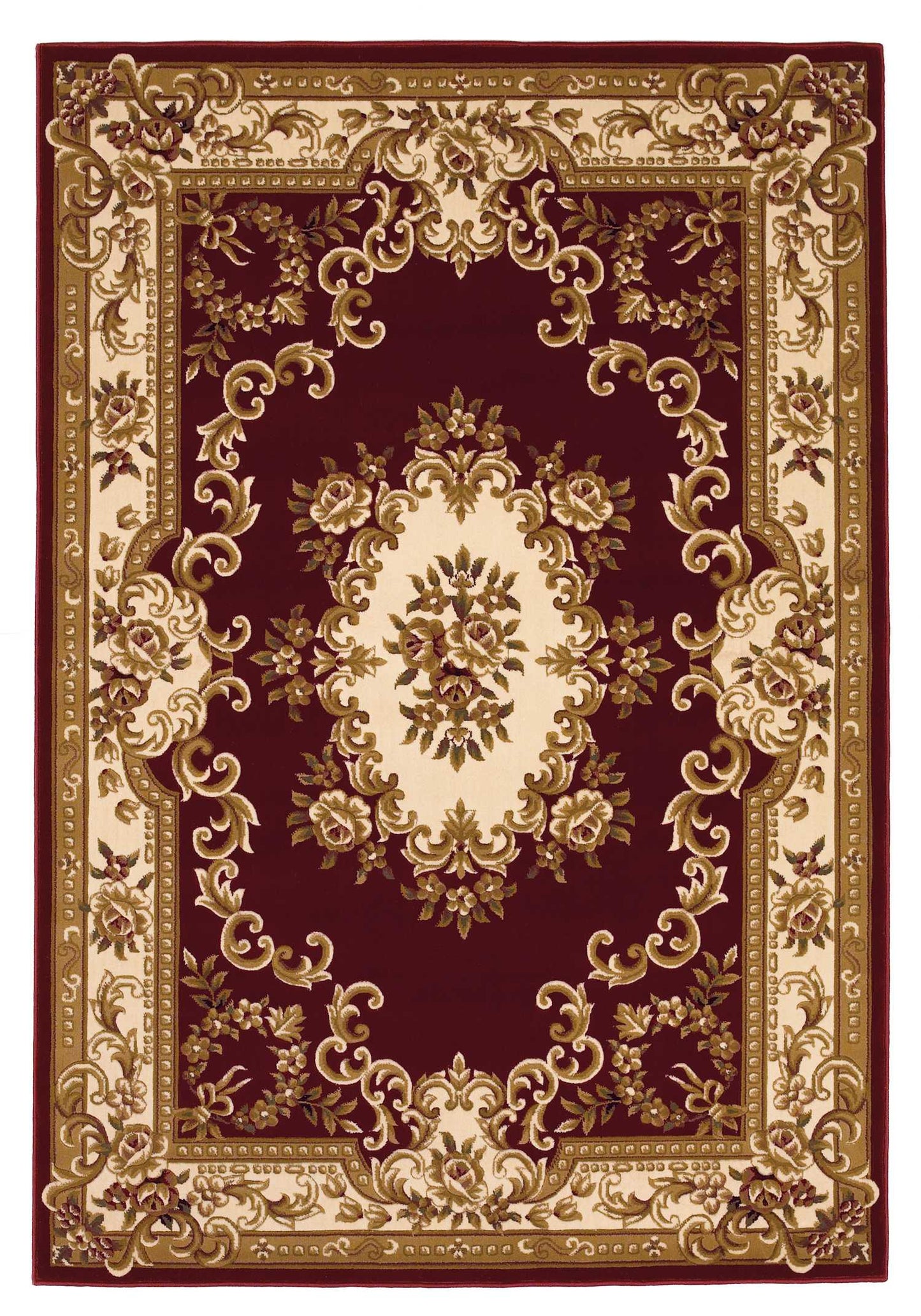 3' X 5' Red and Ivory Floral Border Area Rug