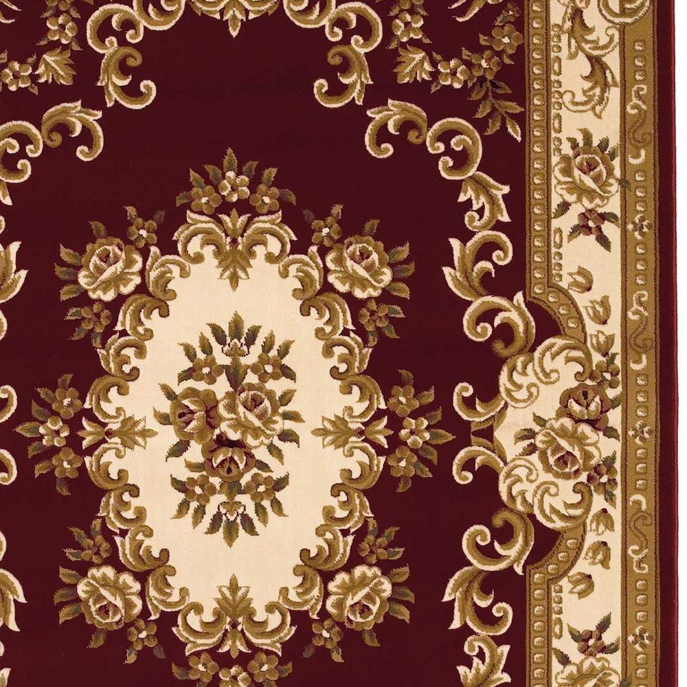 3' X 5' Red and Ivory Floral Border Area Rug