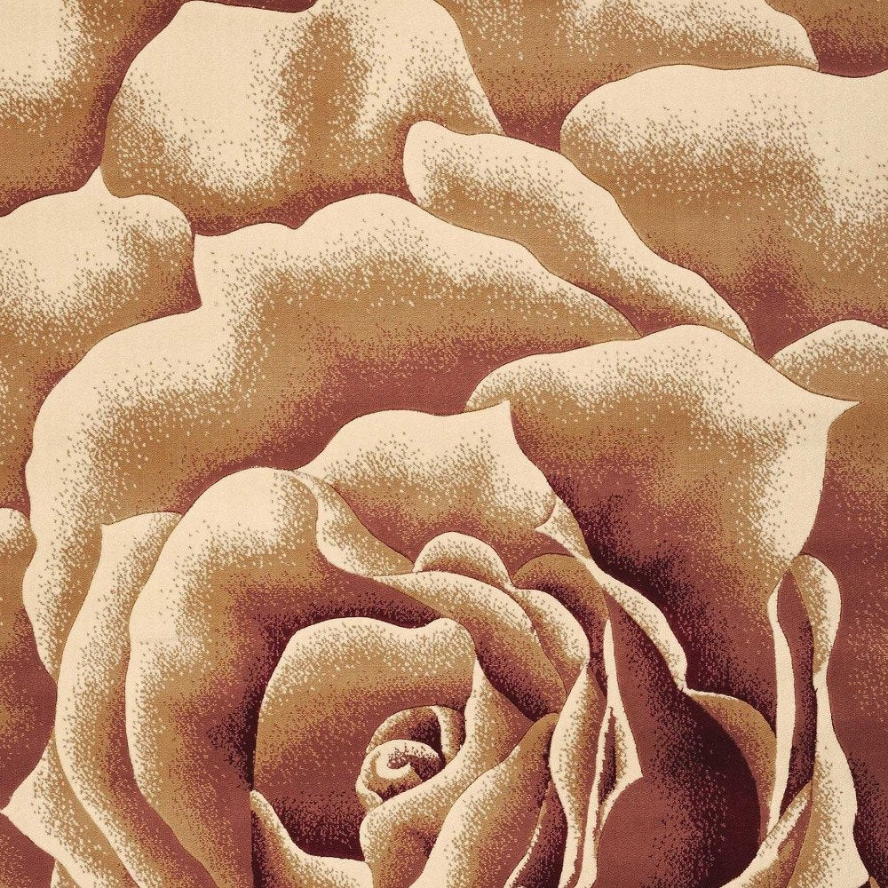 2' X 3' Ivory Brown And Red Floral Area Rug