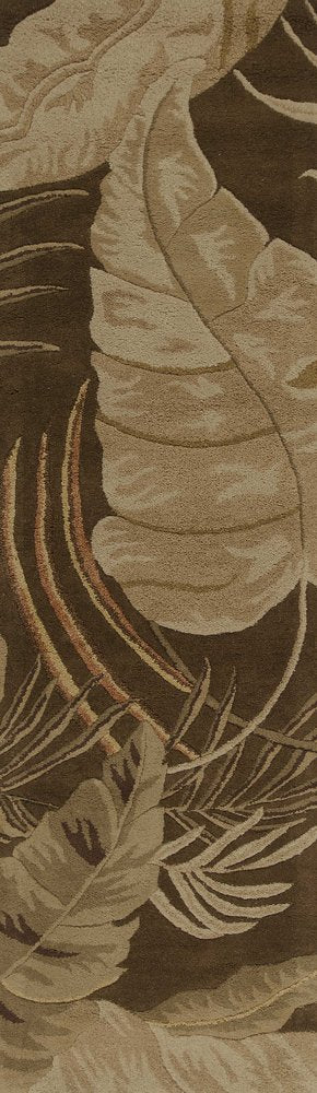 3' X 5' Brown And Beige Wool Botanical Leaves Hand Tufted Area Rug