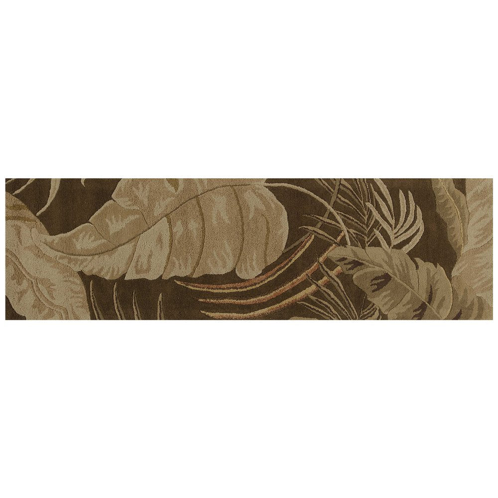 3' X 5' Brown And Beige Wool Botanical Leaves Hand Tufted Area Rug