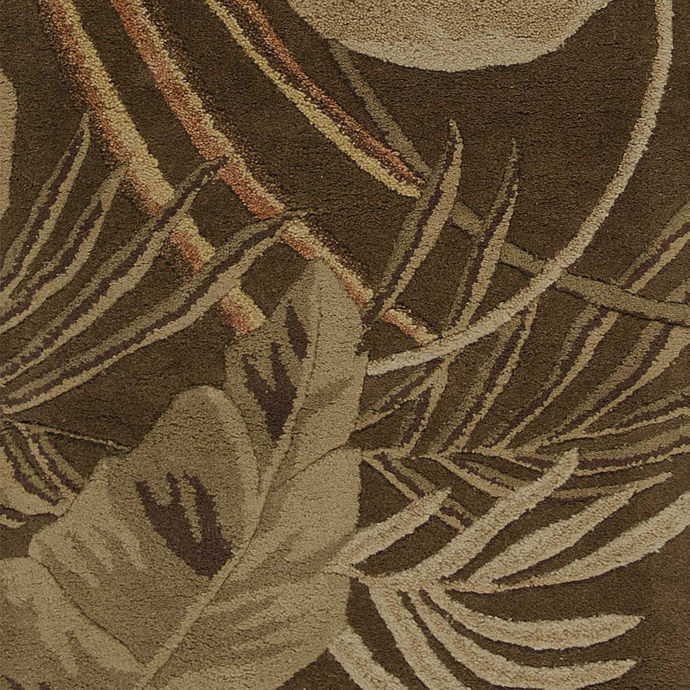 3' X 5' Brown And Beige Wool Botanical Leaves Hand Tufted Area Rug