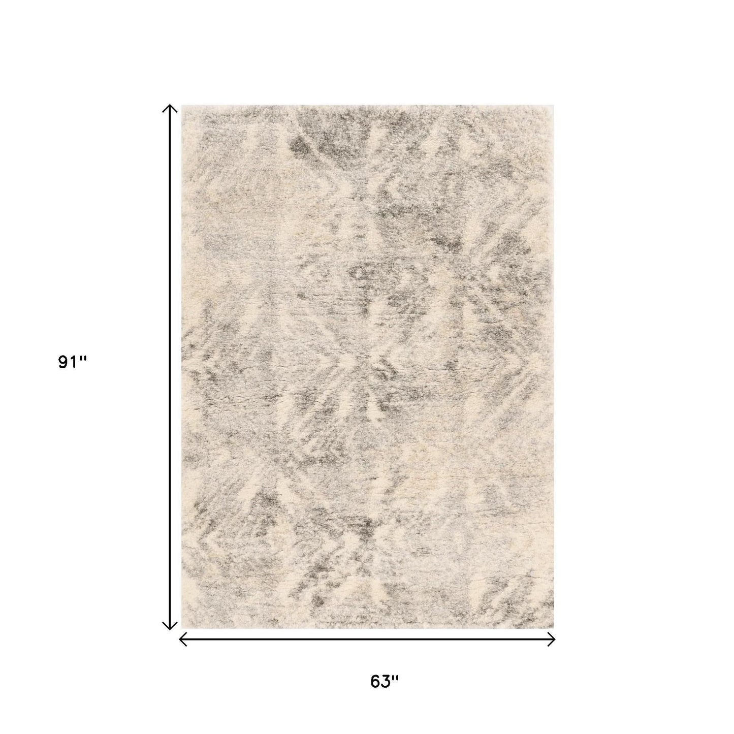 4' X 6' Gray And Ivory Diamond Area Rug