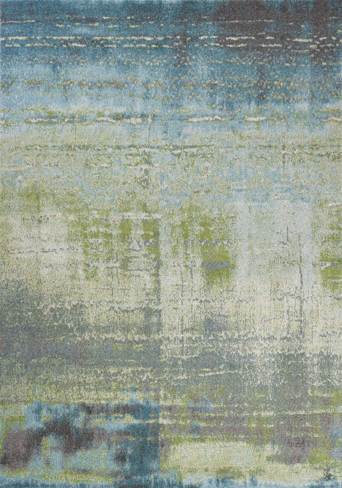 9' X 13' Blue And Green Abstract Area Rug