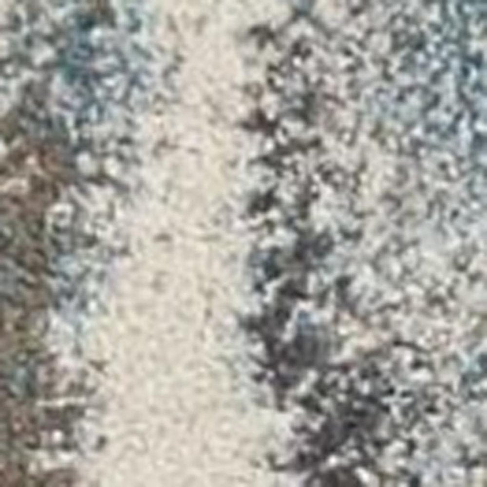 9' X 13' Teal Blue And White Abstract Area Rug