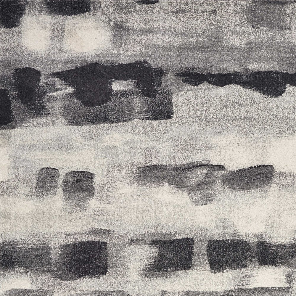 5' X 8' Gray Black And Ivory Abstract Area Rug