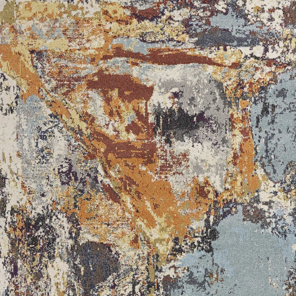 8' Beige And Tan Floral Medallion Distressed Round Rug