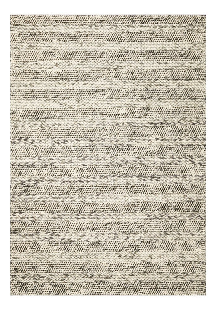5' X 7' Gray And Ivory Wool Striped Hand Woven Area Rug
