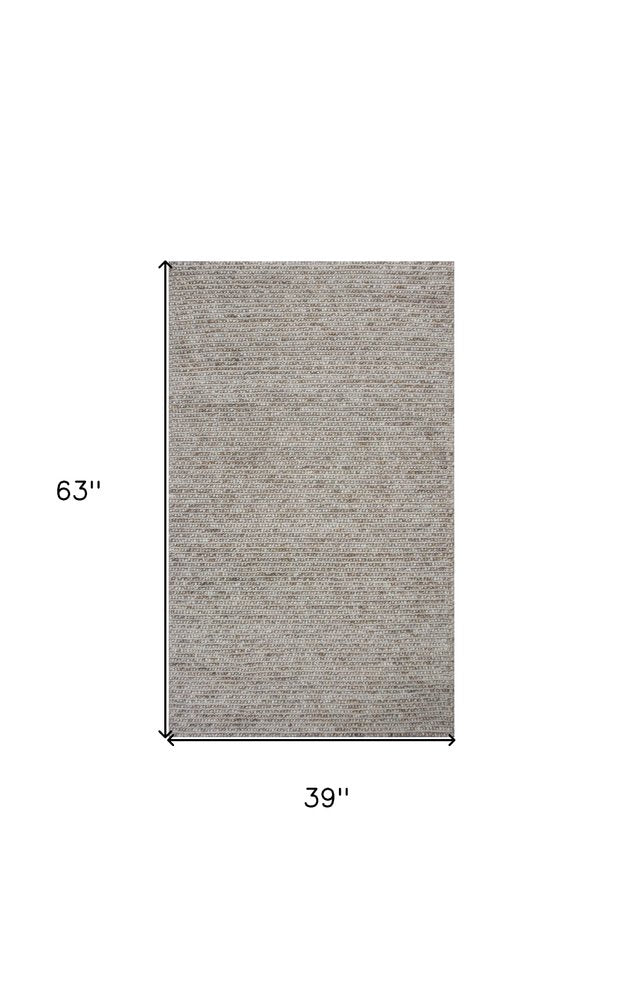 7' X 9' Natural Wool Hand Woven Area Rug