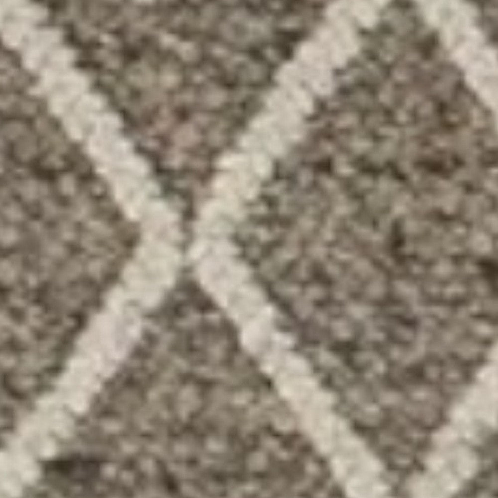 5' X 7' Dark Gray and Ivory Wool Diamond Hand Woven Berber Area Rug