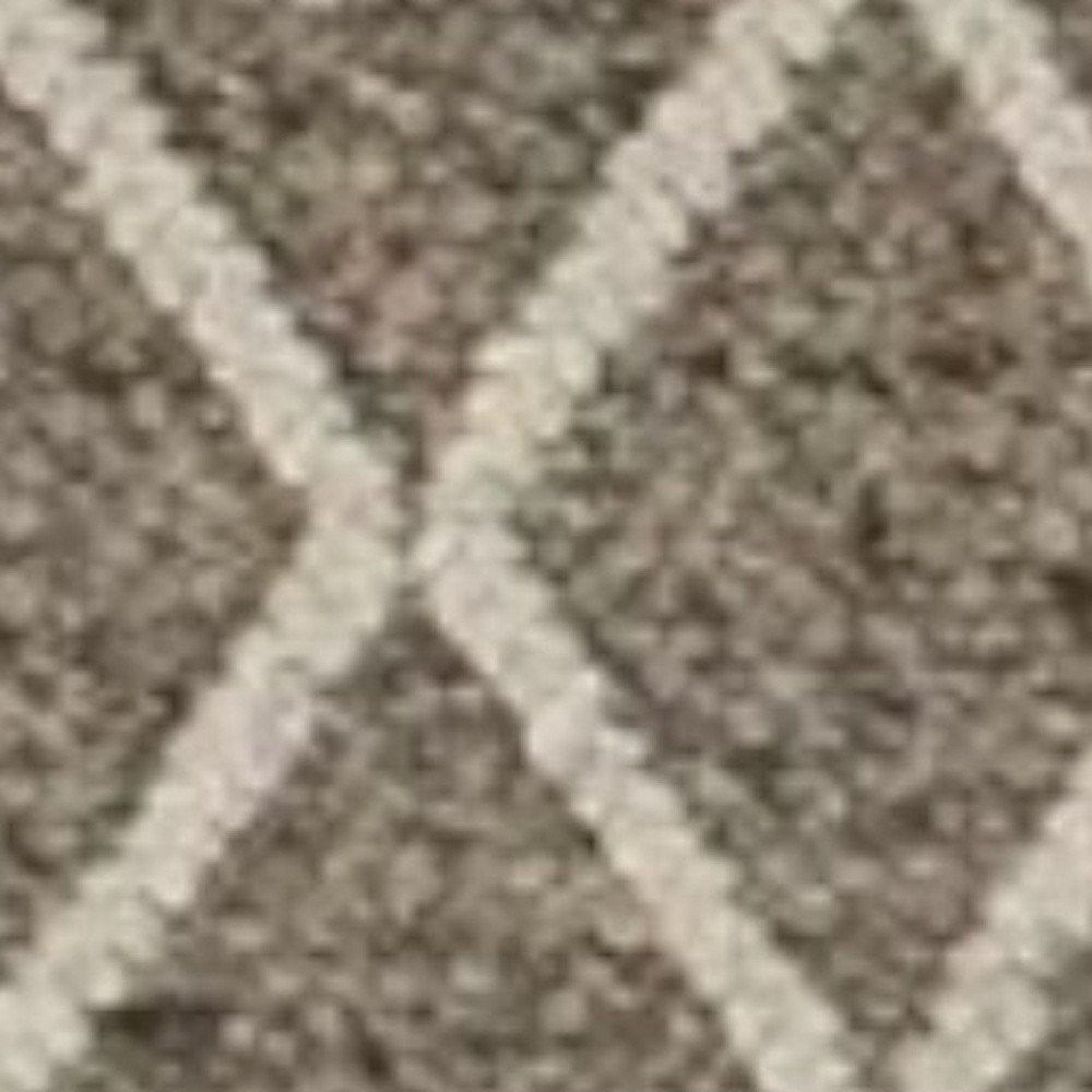 5' X 7' Dark Gray and Ivory Wool Diamond Hand Woven Berber Area Rug