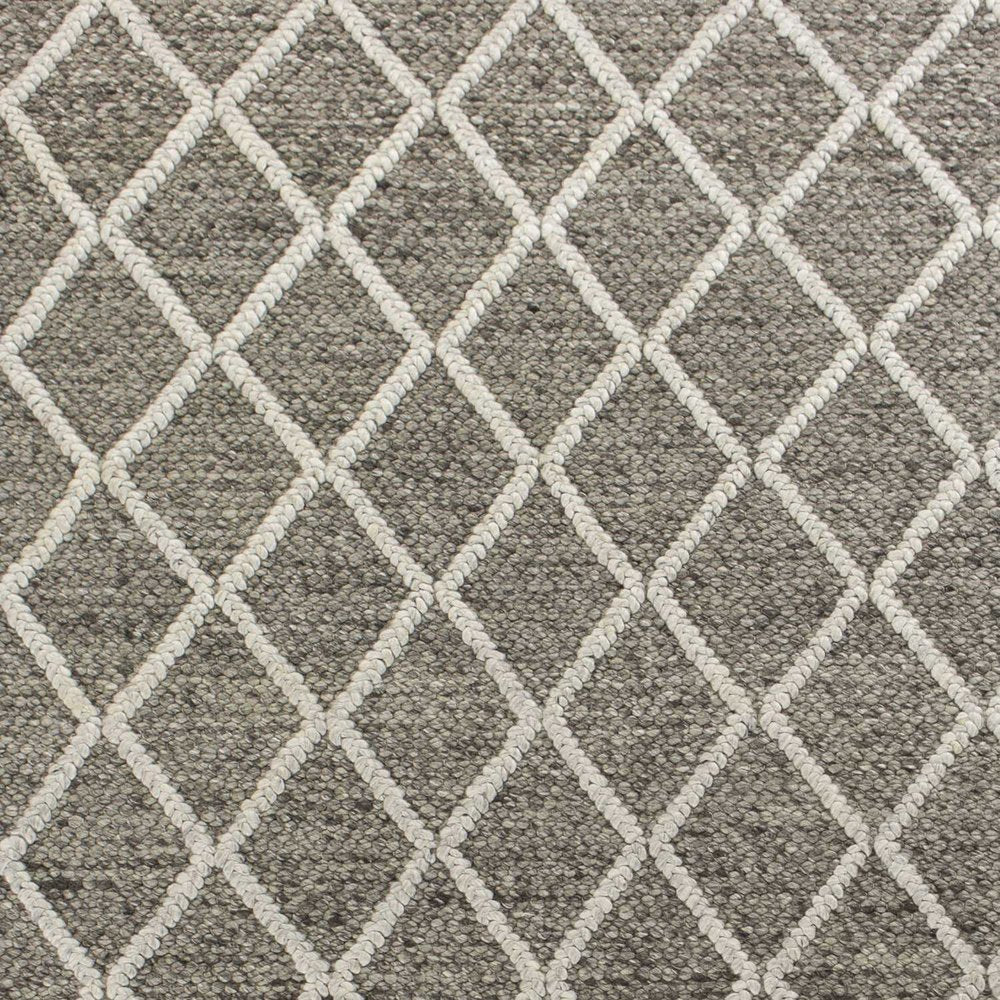 5' X 7' Dark Gray and Ivory Wool Diamond Hand Woven Berber Area Rug