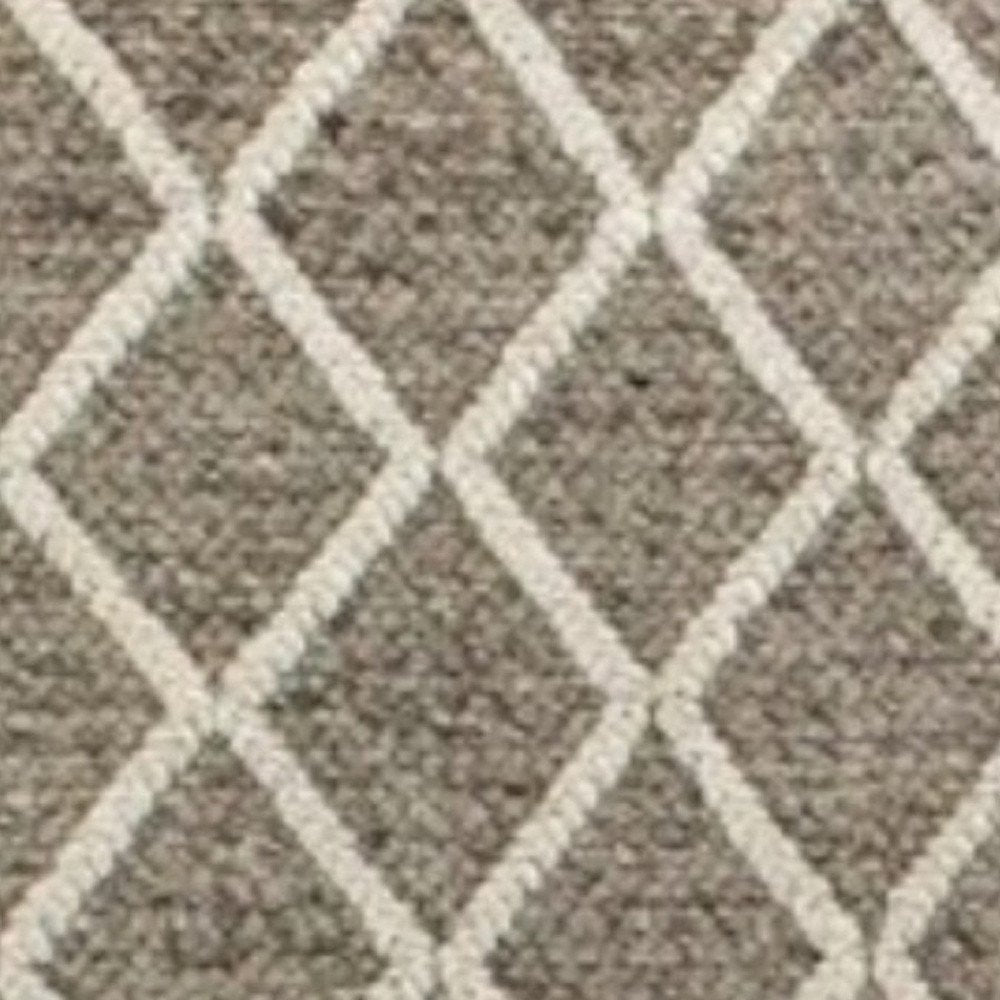 5' X 7' Dark Gray and Ivory Wool Diamond Hand Woven Berber Area Rug