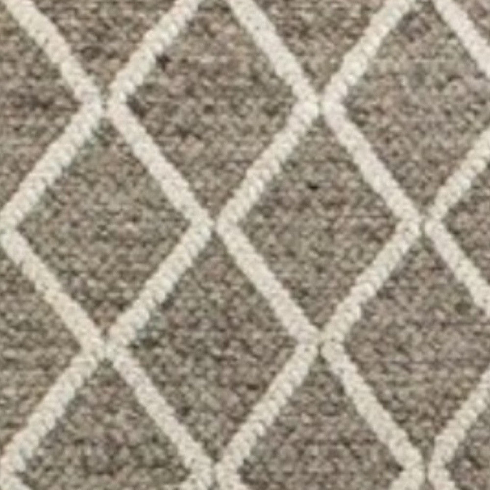 5' X 7' Dark Gray and Ivory Wool Diamond Hand Woven Berber Area Rug