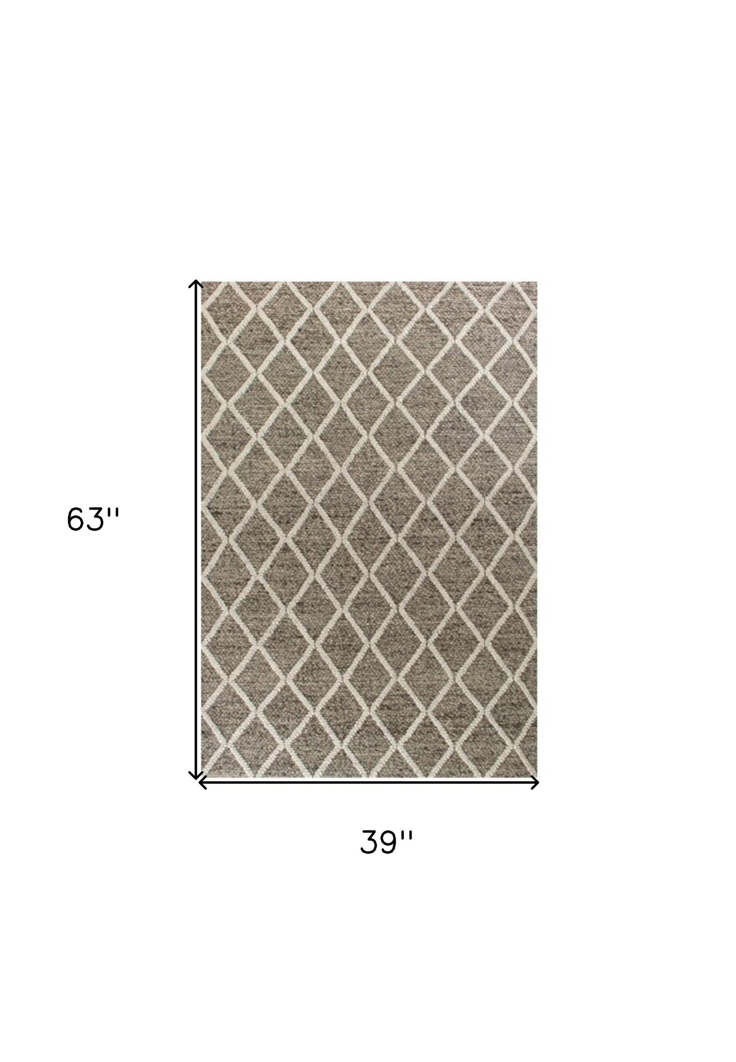 5' X 7' Dark Gray and Ivory Wool Diamond Hand Woven Berber Area Rug