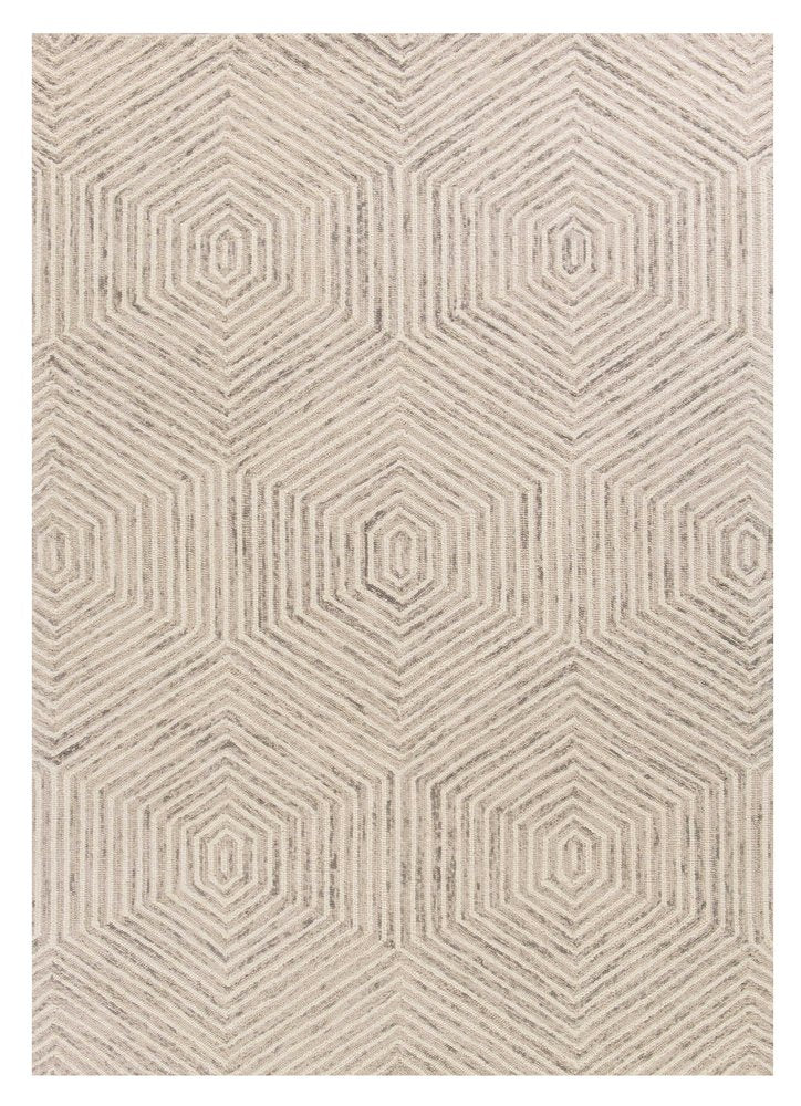 2' X 4' Sand And Beige Wool Geometric Hand Tufted Area Rug