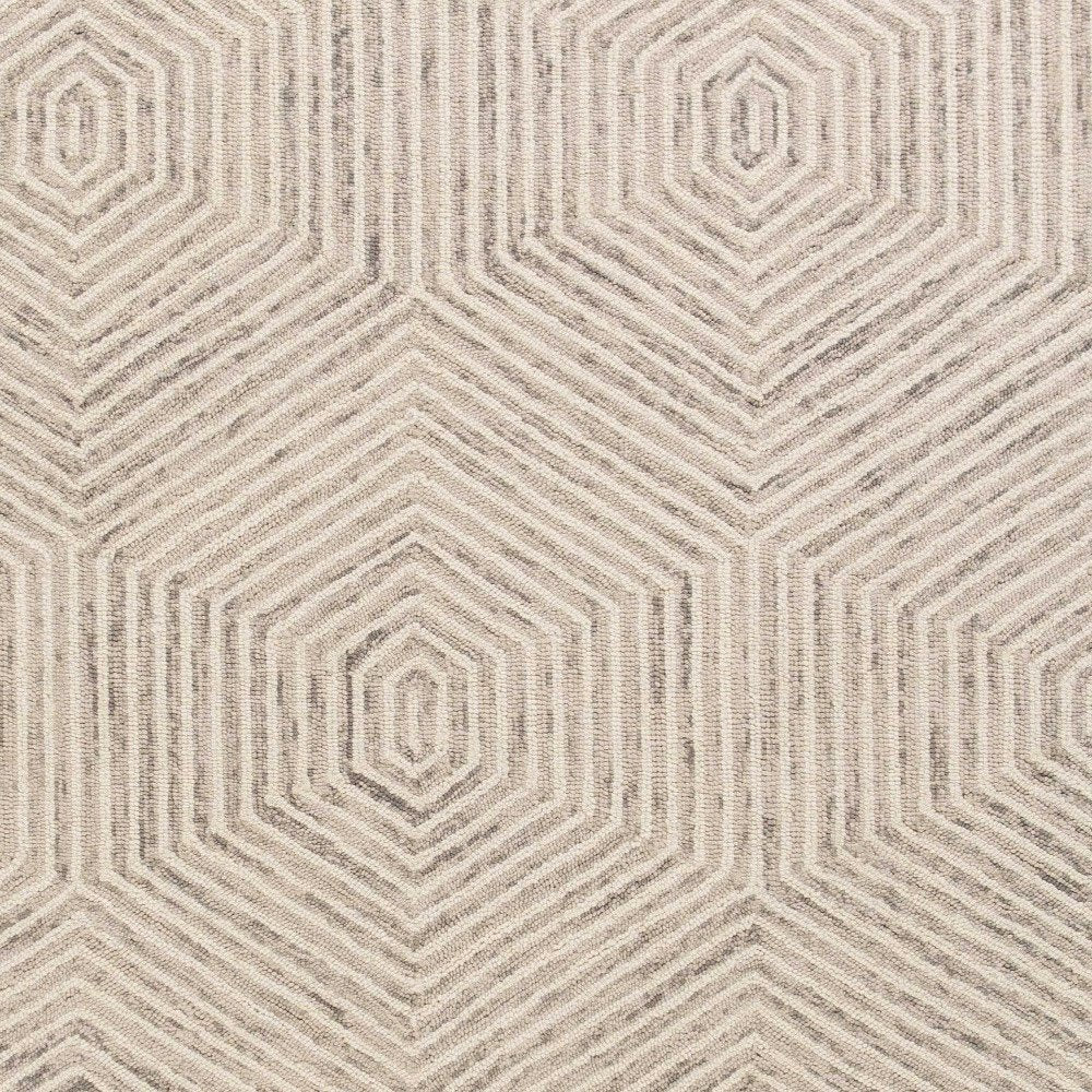 2' X 4' Sand And Beige Wool Geometric Hand Tufted Area Rug
