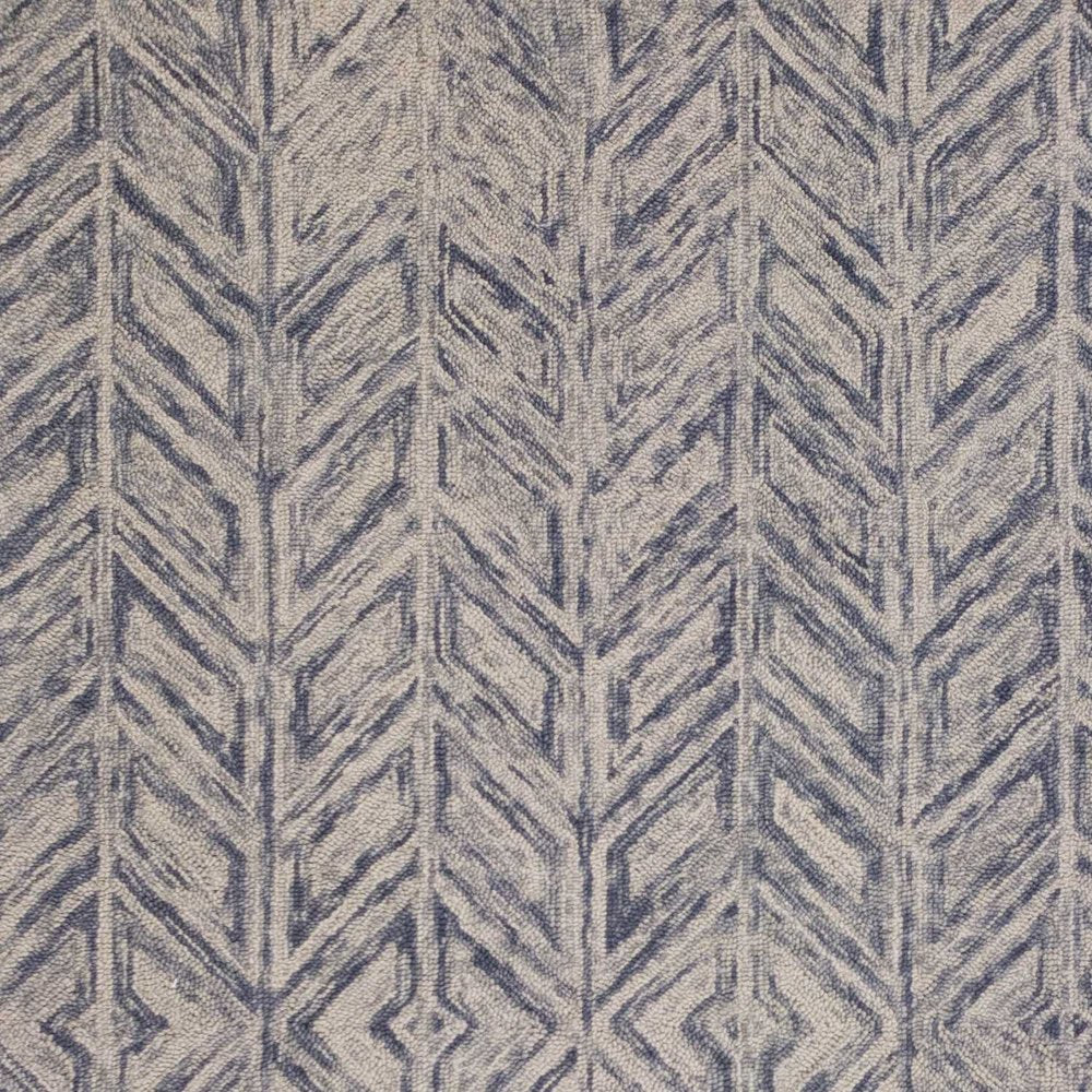 2' X 4' Blue And Beige Wool Chevron Hand Tufted Area Rug