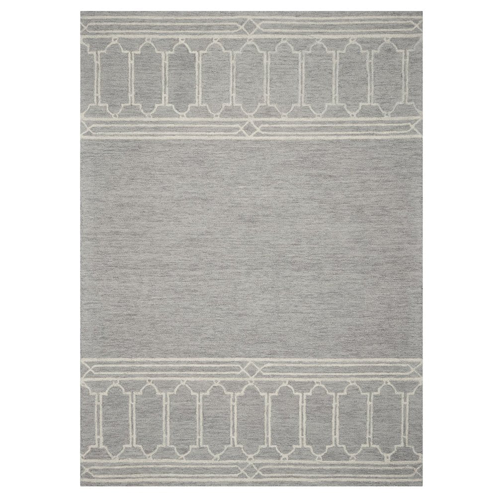 3' X 5' Gray And Ivory Wool Geometric Hand Tufted Area Rug