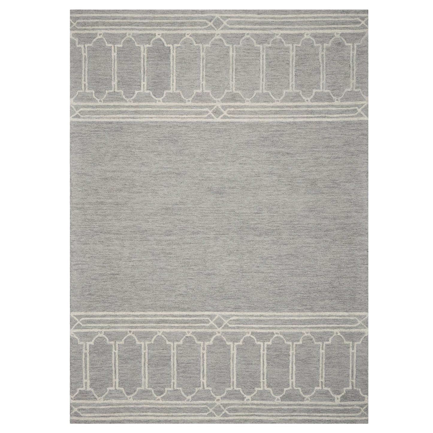 3' X 5' Gray And Ivory Wool Geometric Hand Tufted Area Rug