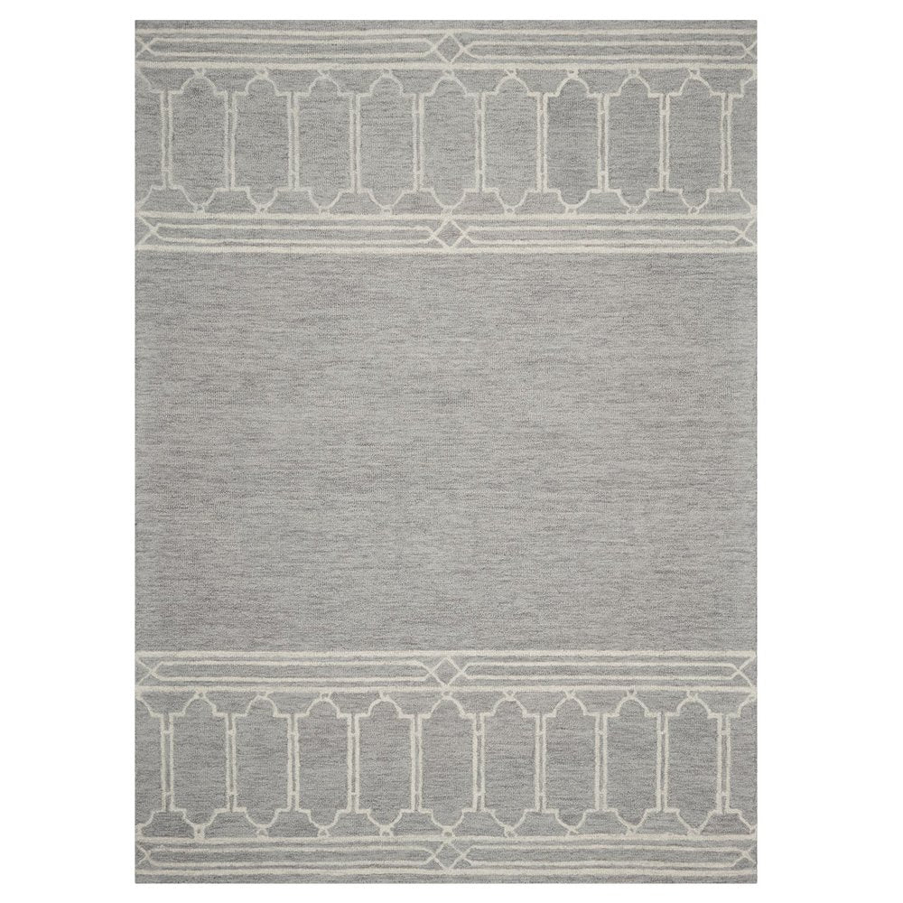 3' X 5' Gray And Ivory Wool Geometric Hand Tufted Area Rug
