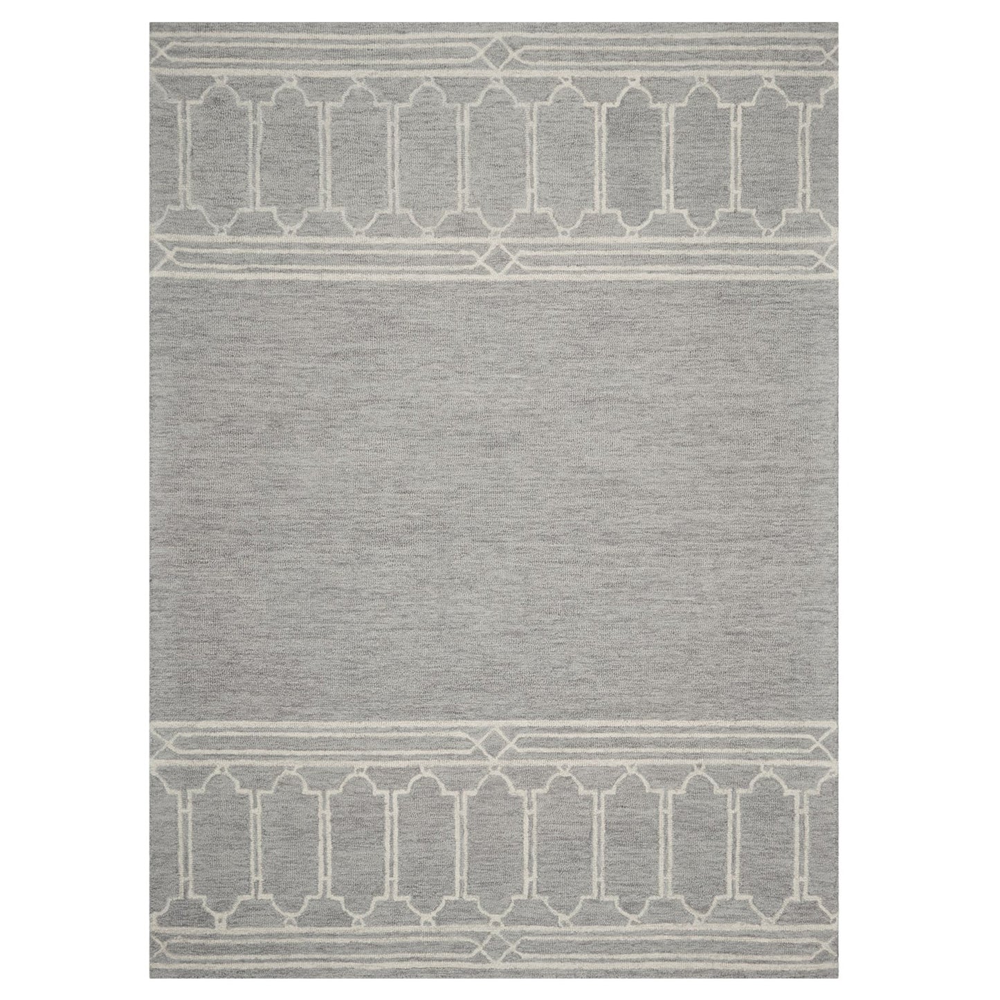 3' X 5' Gray And Ivory Wool Geometric Hand Tufted Area Rug