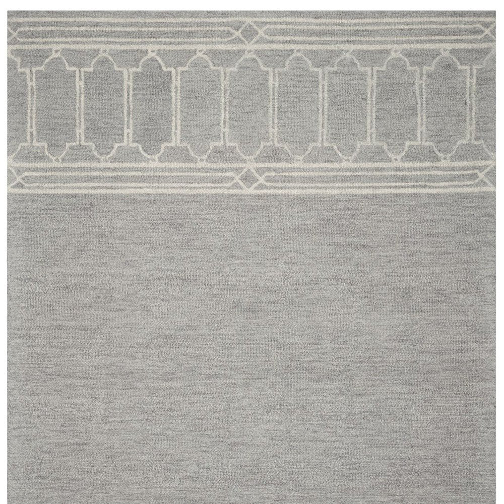 3' X 5' Gray And Ivory Wool Geometric Hand Tufted Area Rug