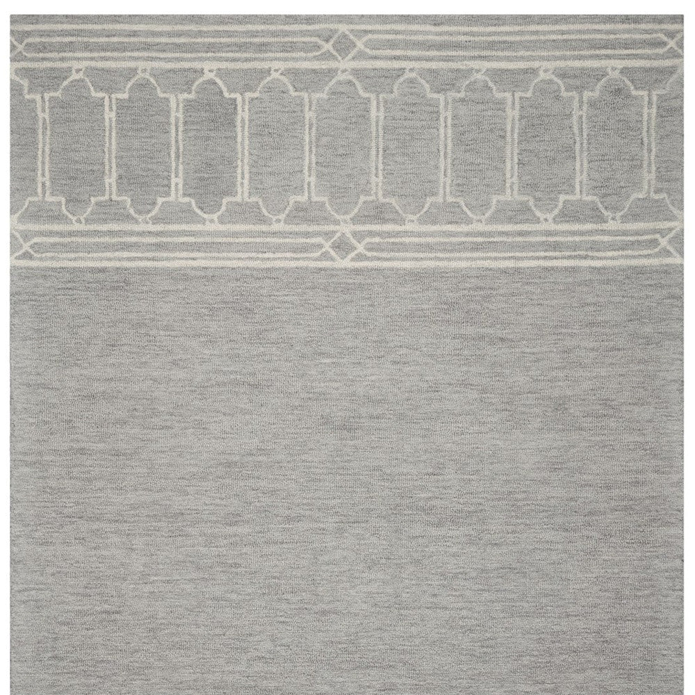 3' X 5' Gray And Ivory Wool Geometric Hand Tufted Area Rug