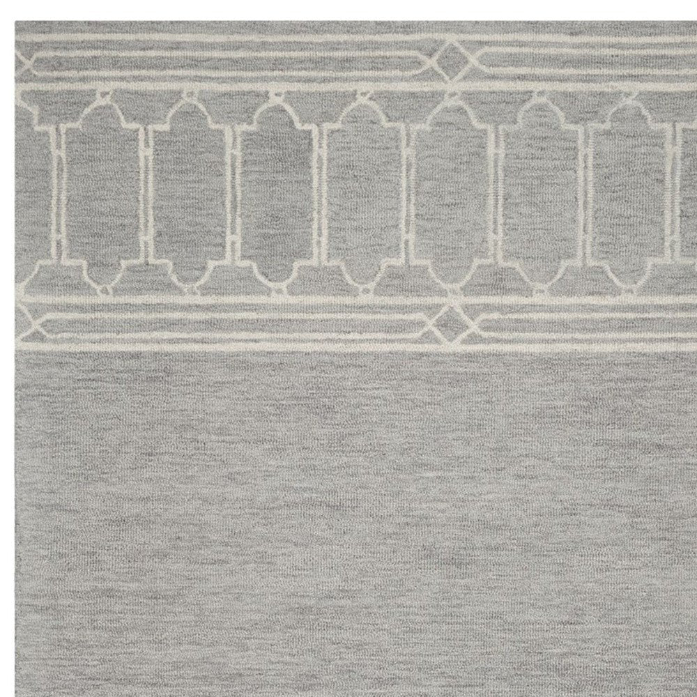 3' X 5' Gray And Ivory Wool Geometric Hand Tufted Area Rug