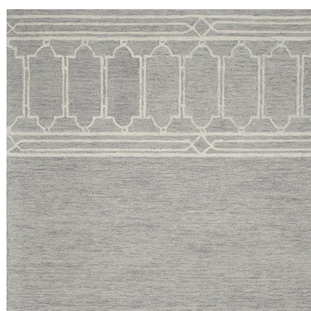 3' X 5' Gray And Ivory Wool Geometric Hand Tufted Area Rug