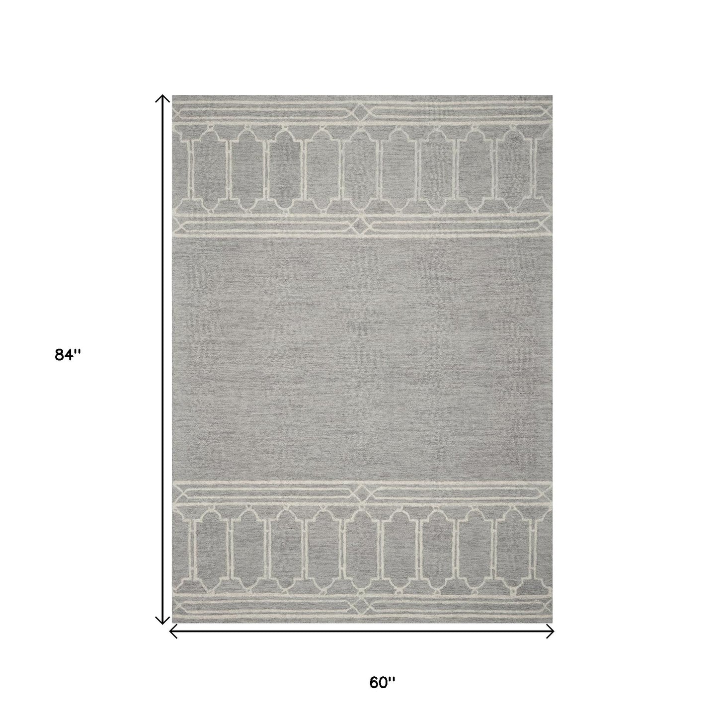 3' X 5' Gray And Ivory Wool Geometric Hand Tufted Area Rug