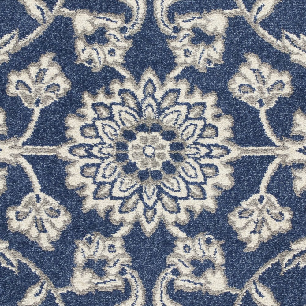 2' X 3' Blue And Ivory Floral Medallion Area Rug