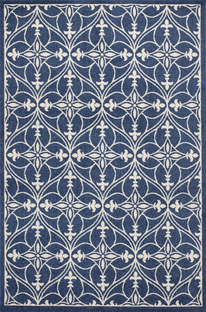 2' X 3' Blue And Ivory Floral Medallion Area Rug