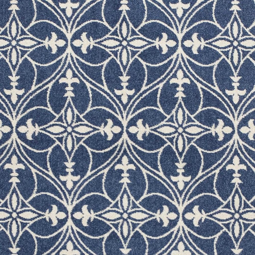 2' X 3' Blue And Ivory Floral Medallion Area Rug