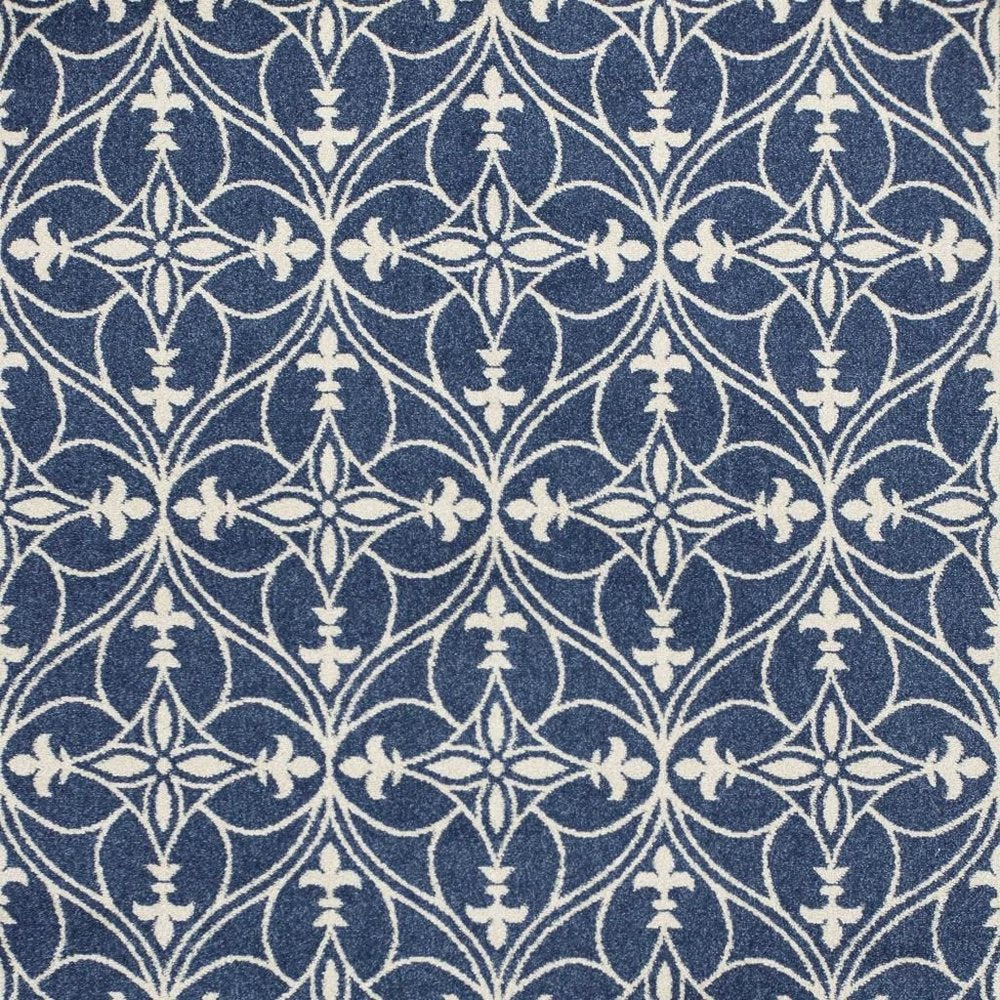 2' X 3' Blue And Ivory Floral Medallion Area Rug