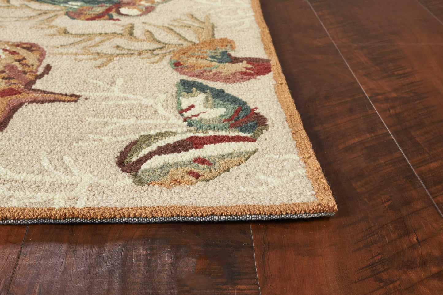 2' X 3' Beige Green And Brown Seashell and Coral Hand Tufted Area Rug