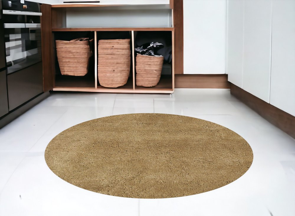 8' Gold Hand Woven Round Rug