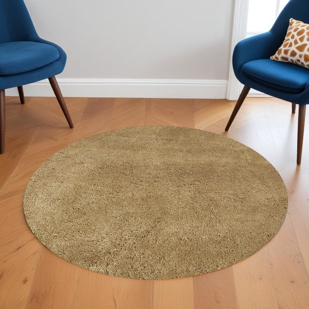 8' Gold Hand Woven Round Rug