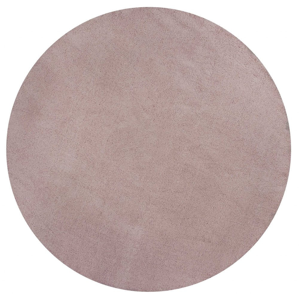 6' Pink Shag Hand Woven Round Rug