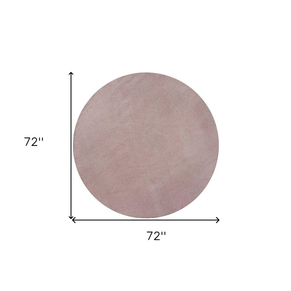 6' Pink Shag Hand Woven Round Rug