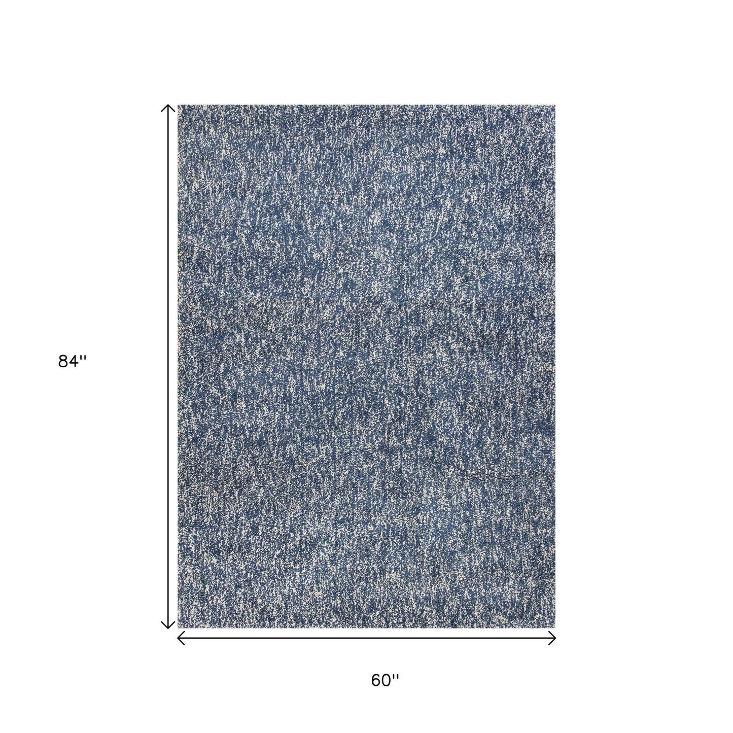 8' X 11' Indigo And Ivory Abstract Shag Hand Woven Area Rug