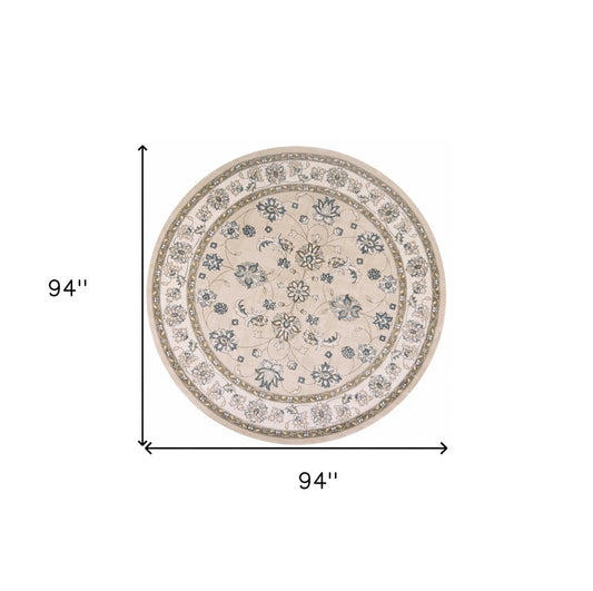 5' X 8' Beige And Ivory Floral Medallion Area Rug