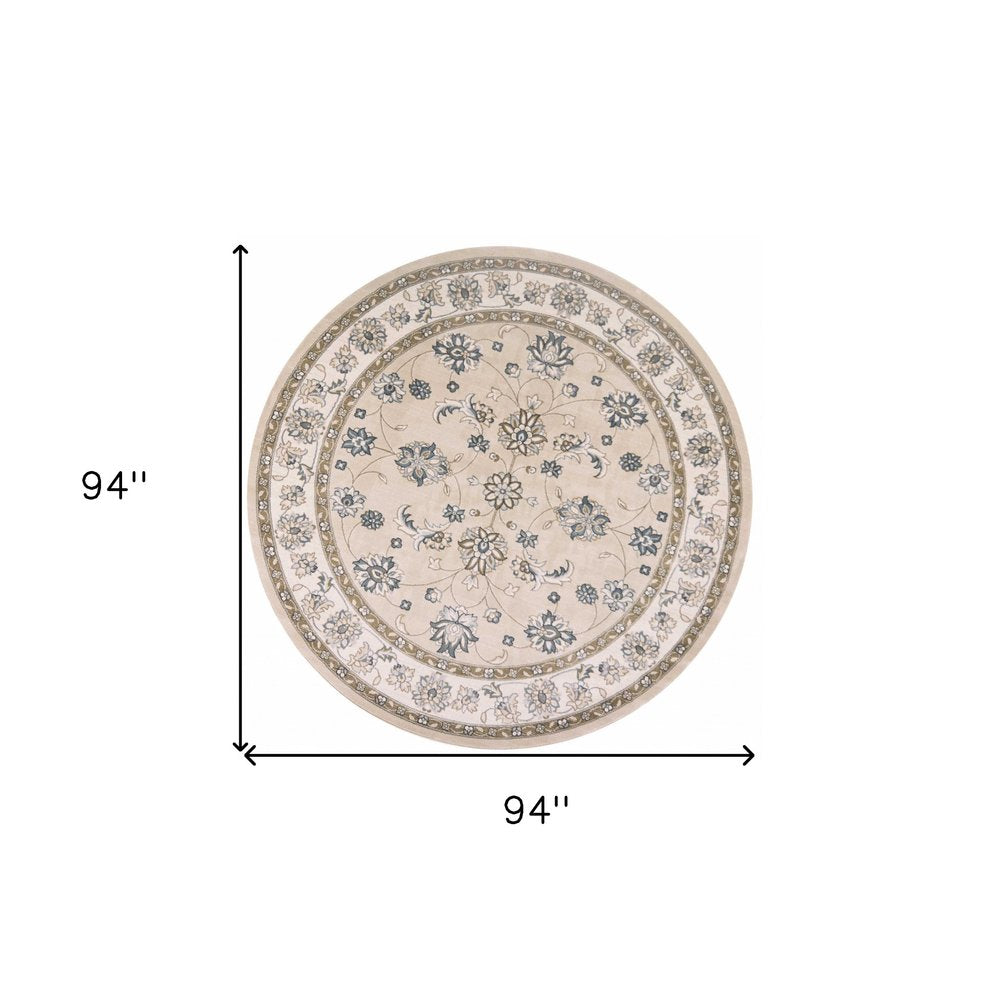 5' X 8' Beige And Ivory Floral Medallion Area Rug