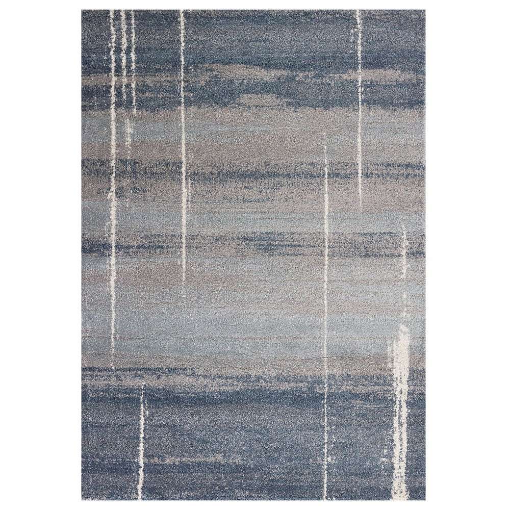 7' X 10' Blue And Gray Abstract Area Rug