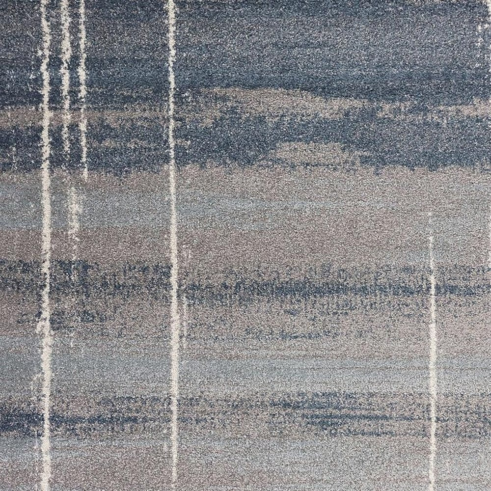 7' X 10' Blue And Gray Abstract Area Rug