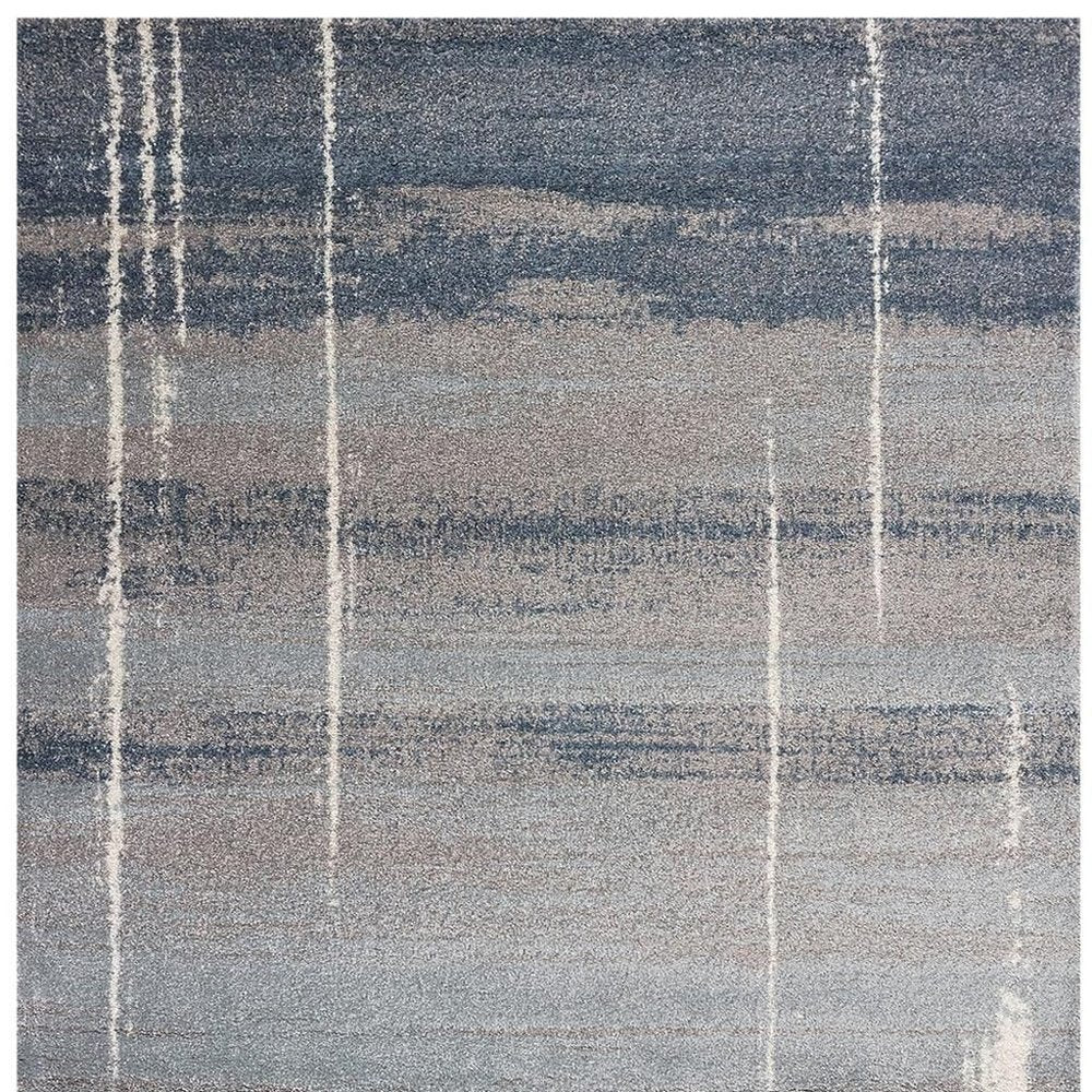 7' X 10' Blue And Gray Abstract Area Rug