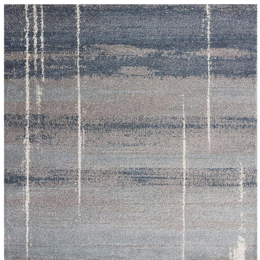 7' X 10' Blue And Gray Abstract Area Rug