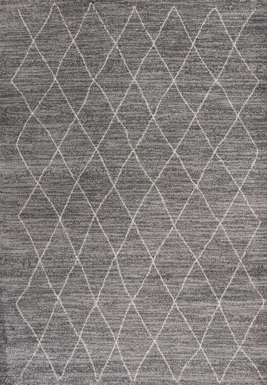 8' X 11' Gray And Ivory Geometric Area Rug
