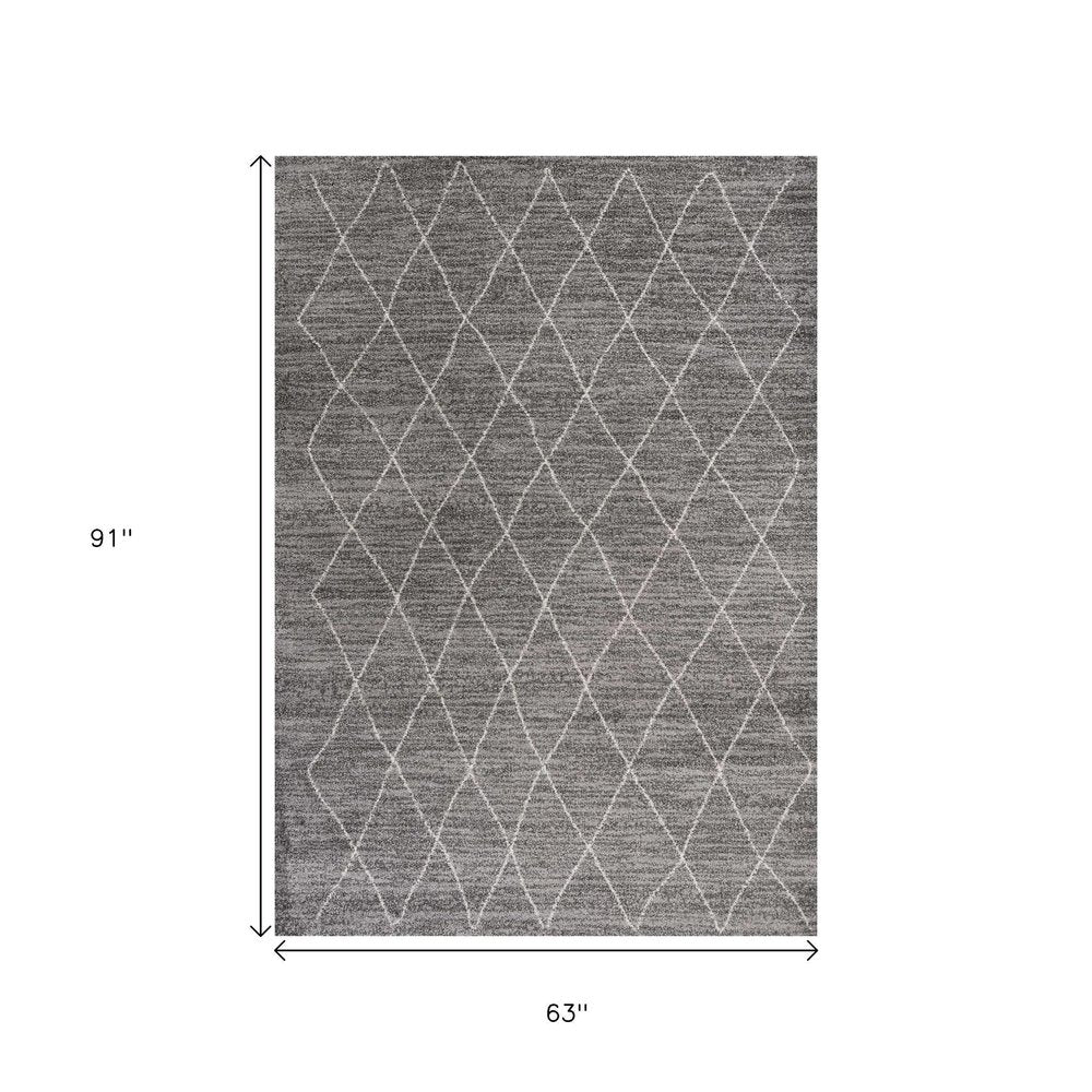 8' X 11' Gray And Ivory Geometric Area Rug